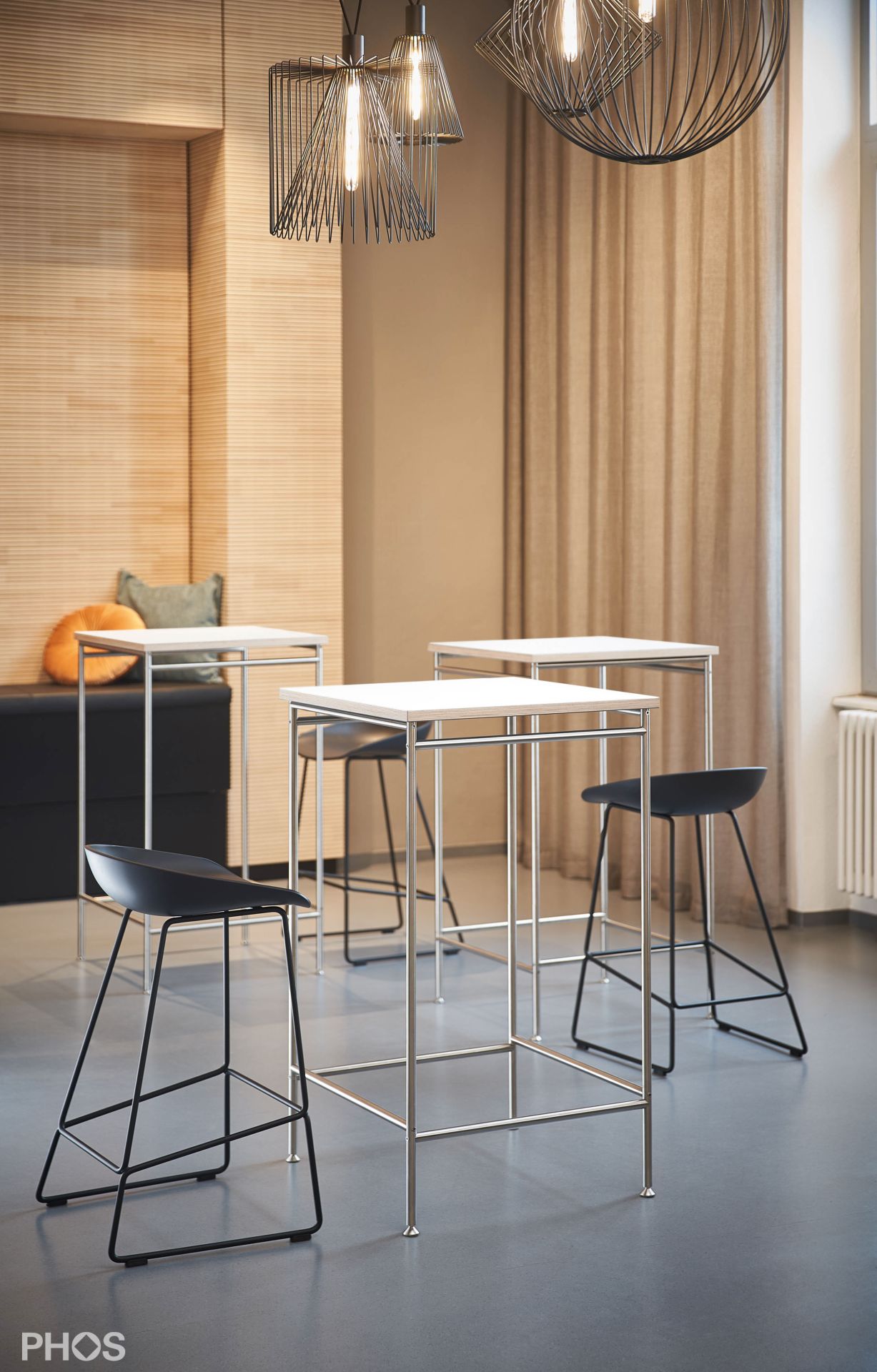 KATI-T1-60x60-MW Стол Karlsruhe - барный стол t1 с белой столешницей - 60 x 60 x 105 см. PHOS  - Вид №9