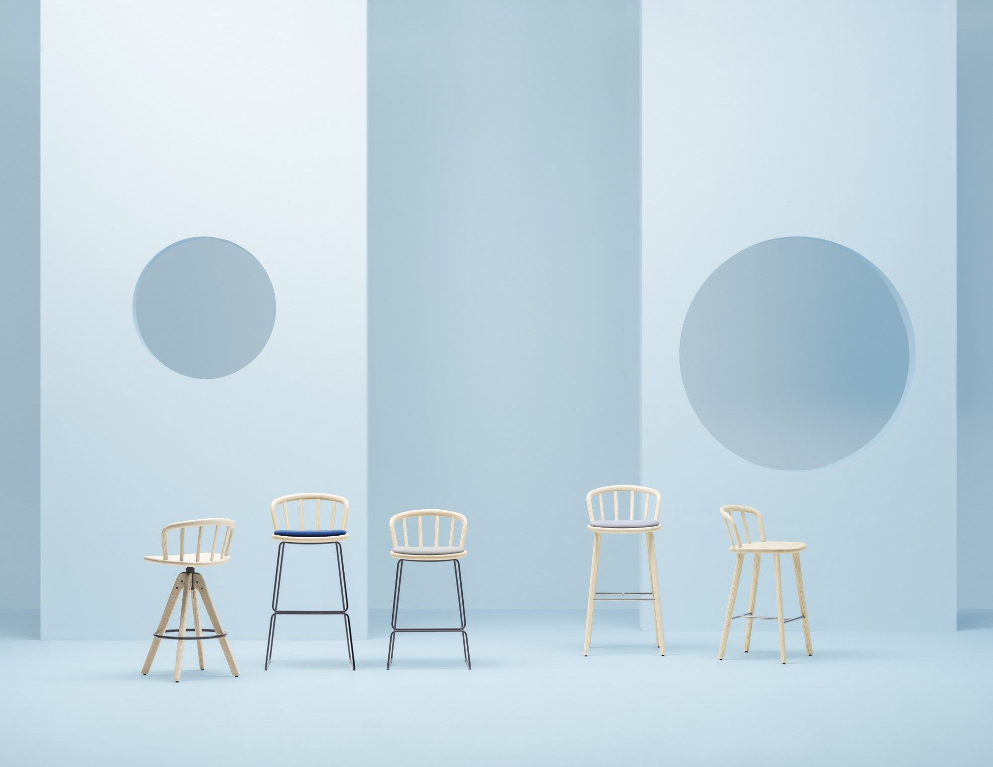 Стальной и деревянный табурет Pedrali Nym ARCH-00038778 - Вид №3