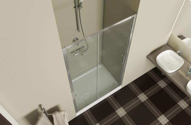 Душевая дверь в нишу, одна раздвижная дверь LINE BD120.4101A bravat - Вид №1