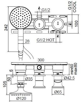 ZAZZERI Смеситель для душа из нержавеющей стали с отдельными розетками Jk21 sun-id-1369558 - Вид №2