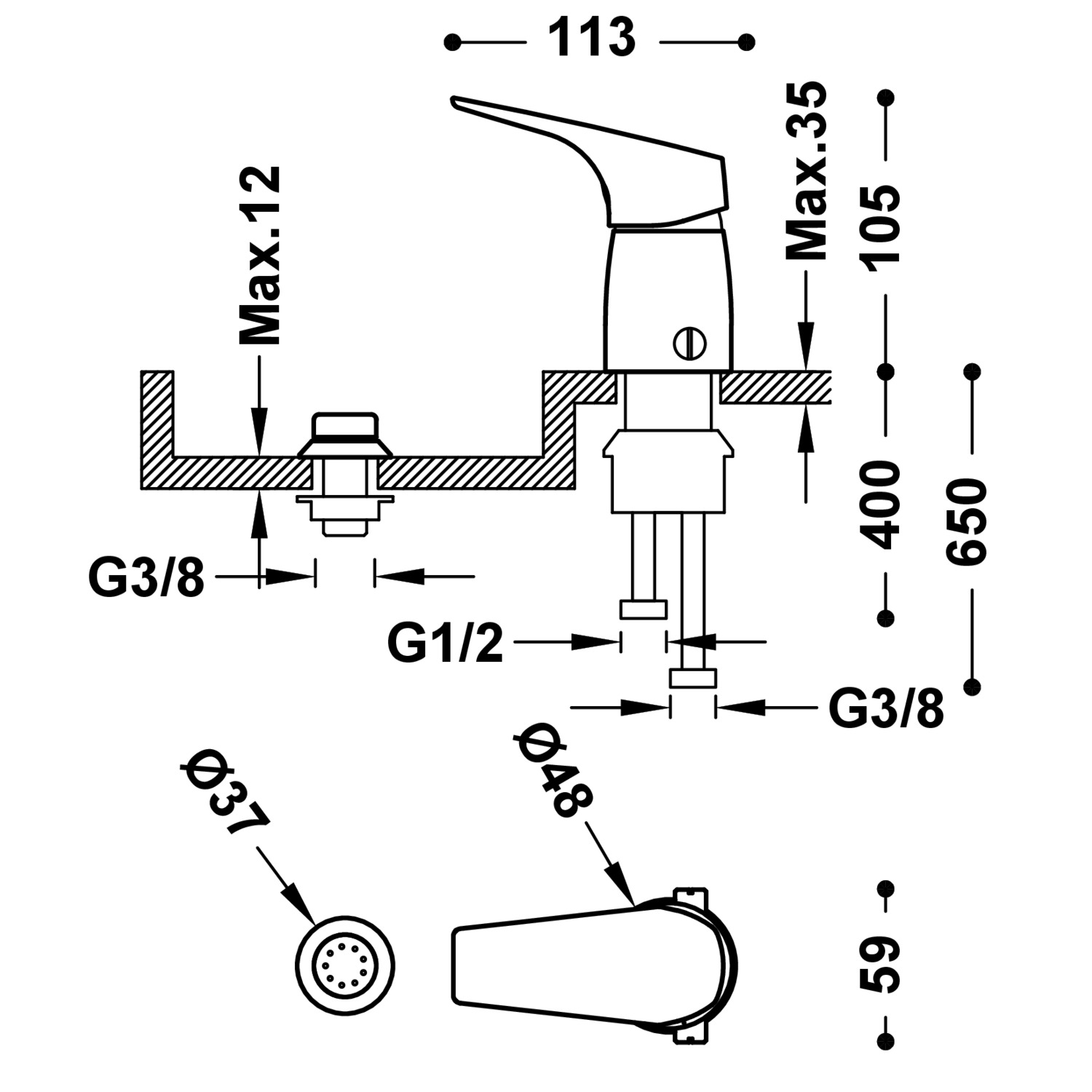 Однорычажный смеситель для биде CANIGÓ с переносом в душевую кабину-21713010 TRES Canigo - Вид №1