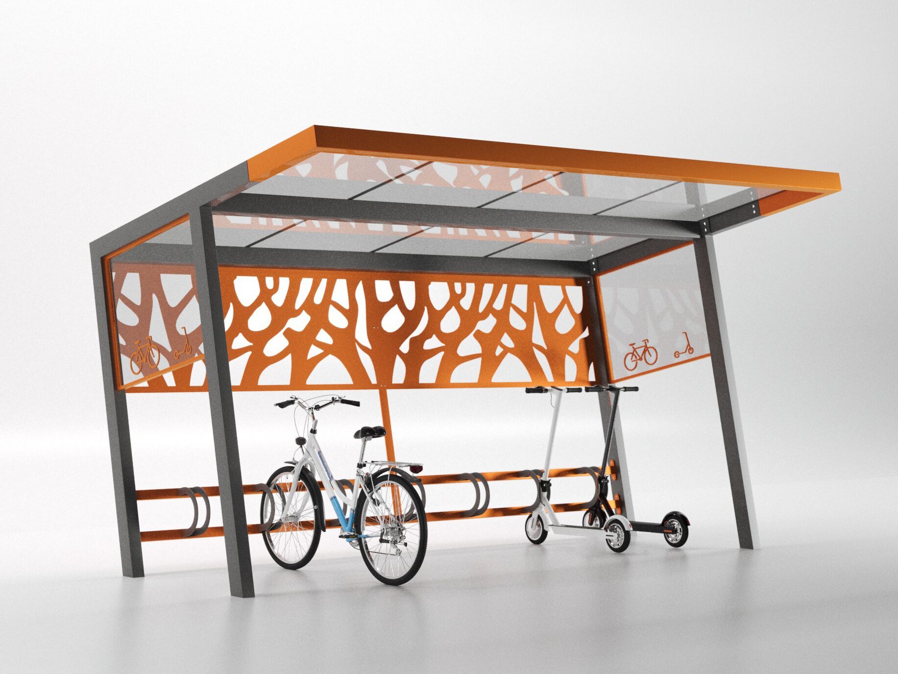 Стальной и поликарбонатный навес для велосипедов и мопедов CITYSì CROSS ARCH-00108240