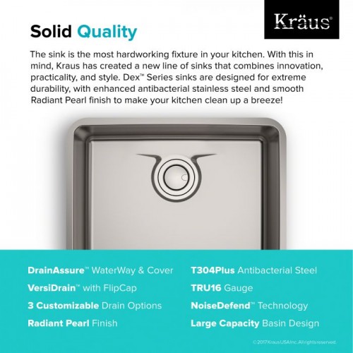 Dex KD1US25B Мойка кухонная прямоугольная Krausru  - Вид №2