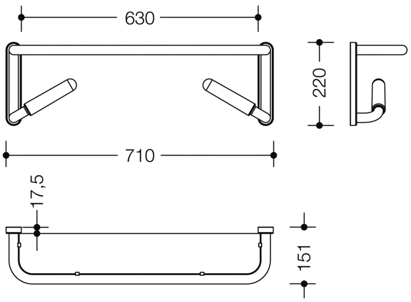 802.03.W100 Зеркальная полка белая версия HEWI Serie 802 LifeSystem  - Вид №7