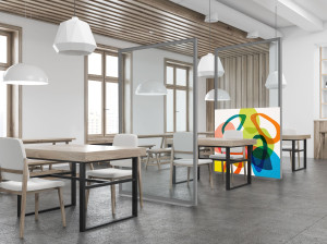 Звукопоглощающие перегородки из алюминия и ткани