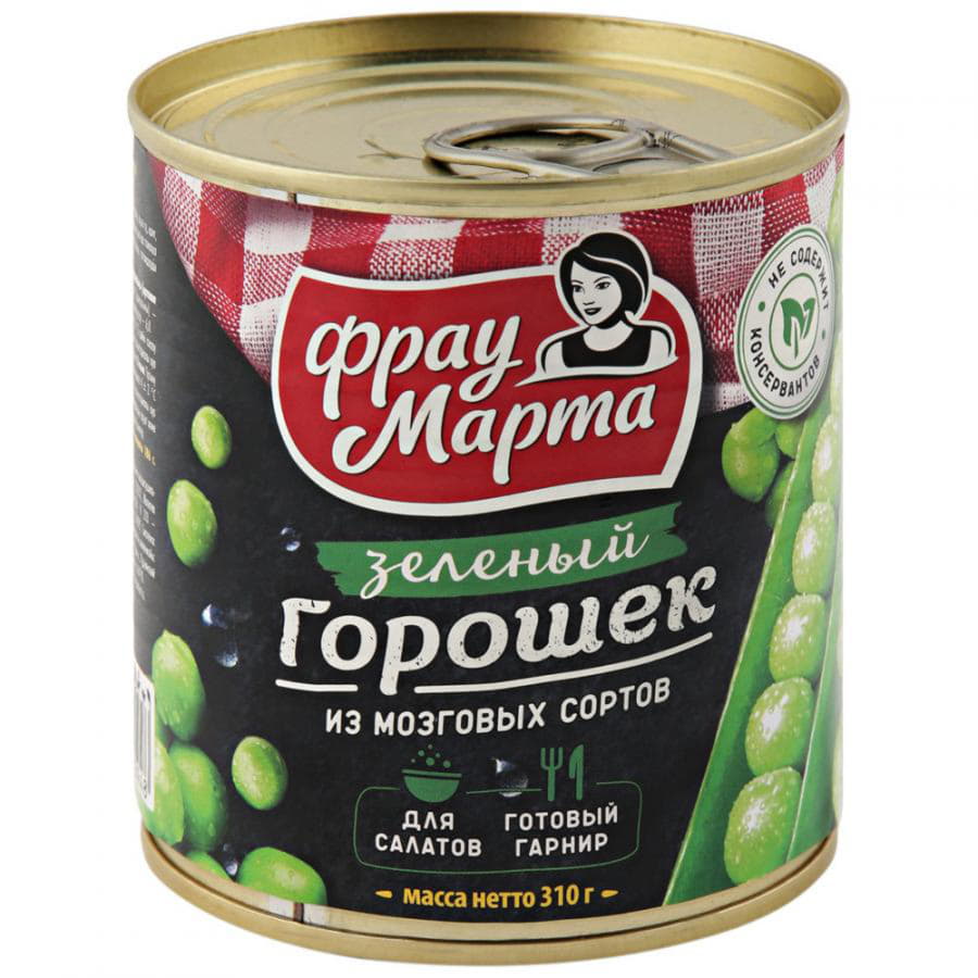 Горошек зеленый из мозговых сортов Фрау Марта 310 г Santreyd 10790
