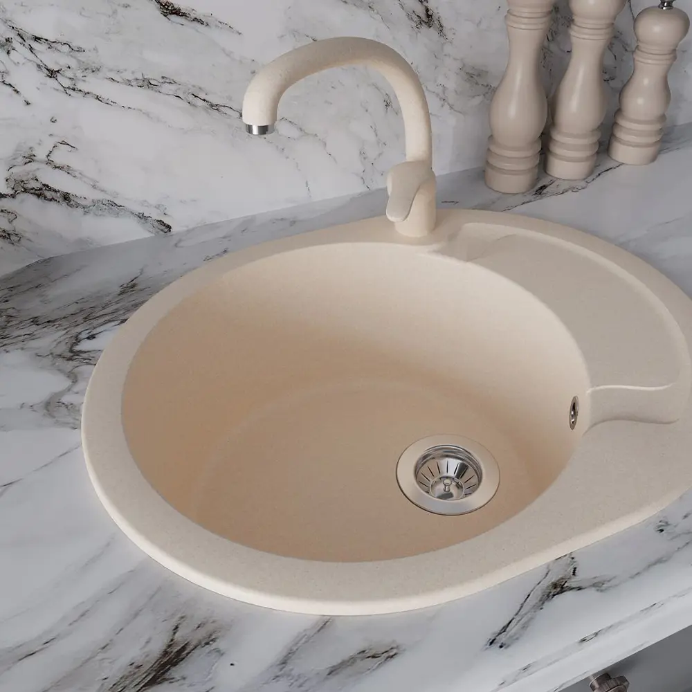 Кухонная мойка Dr.Gans Берта круглая врезная бежевая 58×47 см 17840575 STLM-1571488