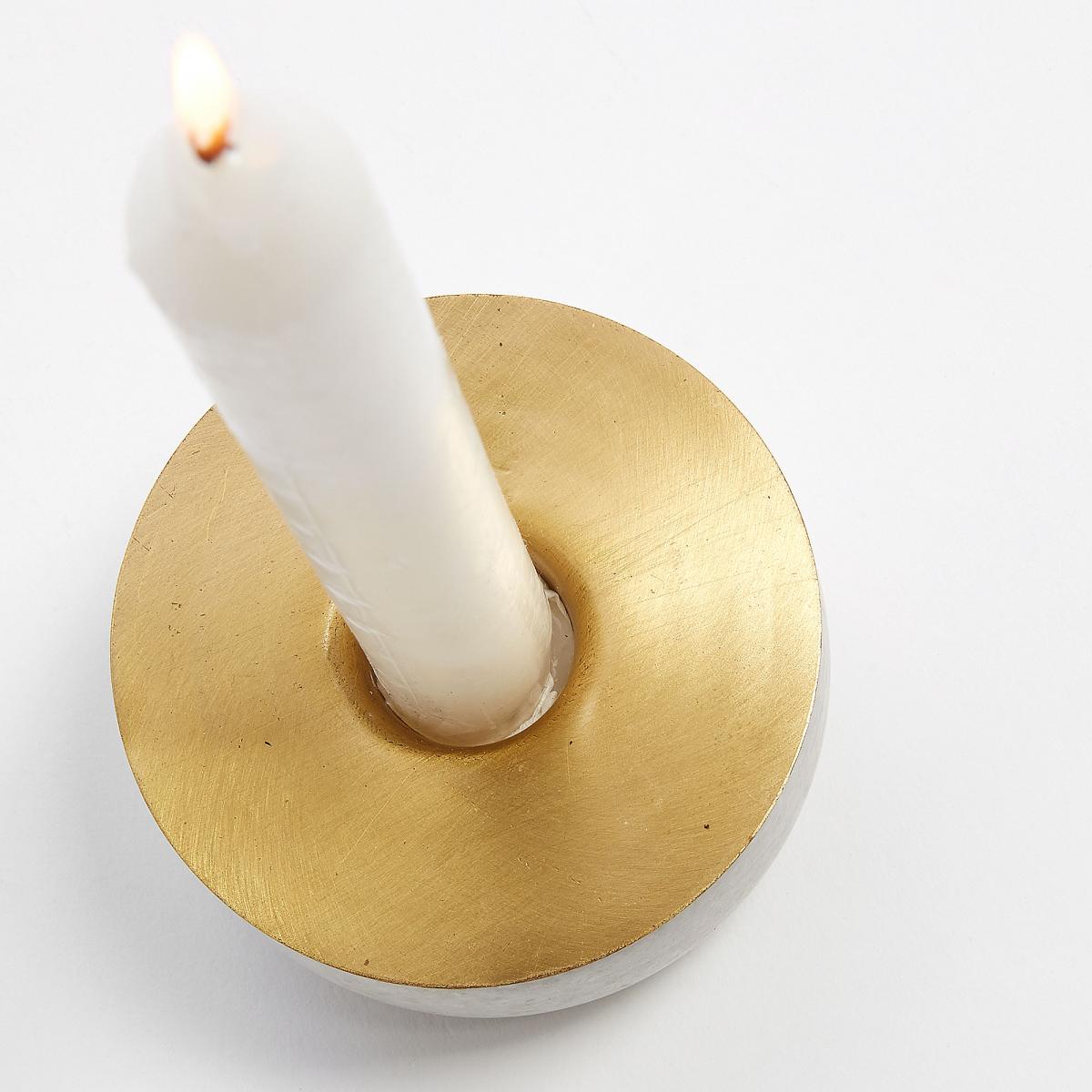 064808 Подсвечник мраморный латунный белый La Forma Checks 