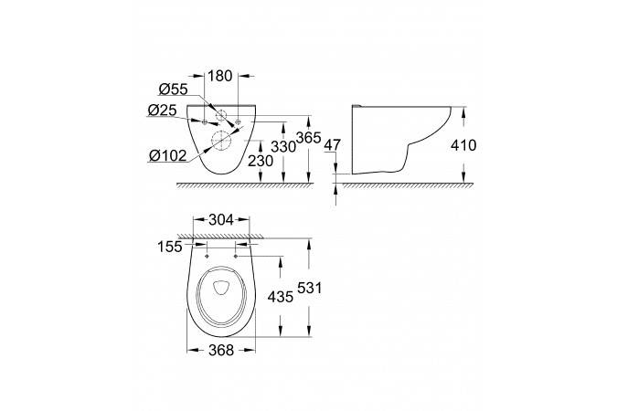 NW0008 Подвесной унитаз настенный Белый Grohe Skate Тайвань - Вид №1