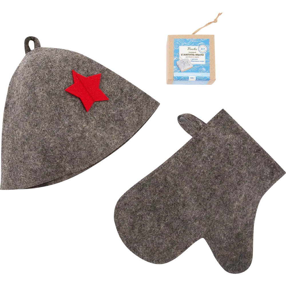 Набор для бани: шапка, рукавица, шампунь-мыло ГЛАВБАНЯ STLM-2051825