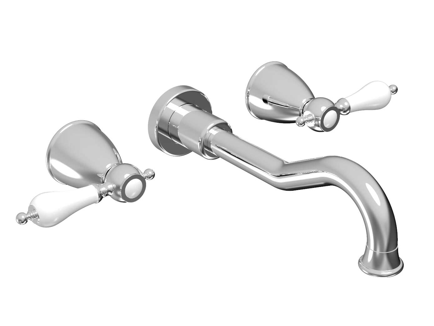 Настенный смеситель для раковины с 3 отверстиями и отдельными розетками BARIL Victoire B74 ARCH-00038255 - Вид №1