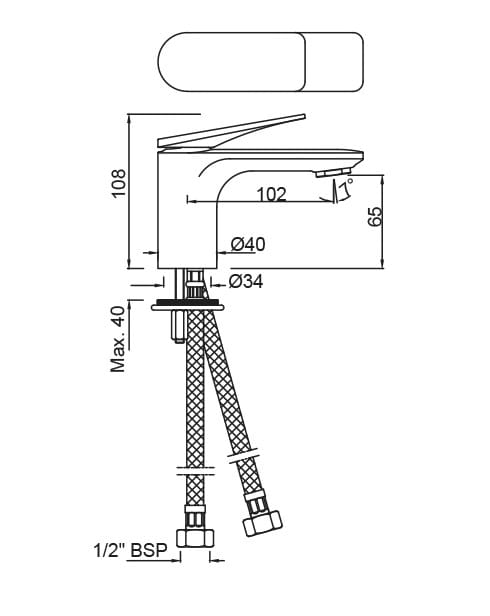 Однорычажный смеситель для раковины с одним отверстием JAQUAR Laguna ARCH-00018321 - Вид №8