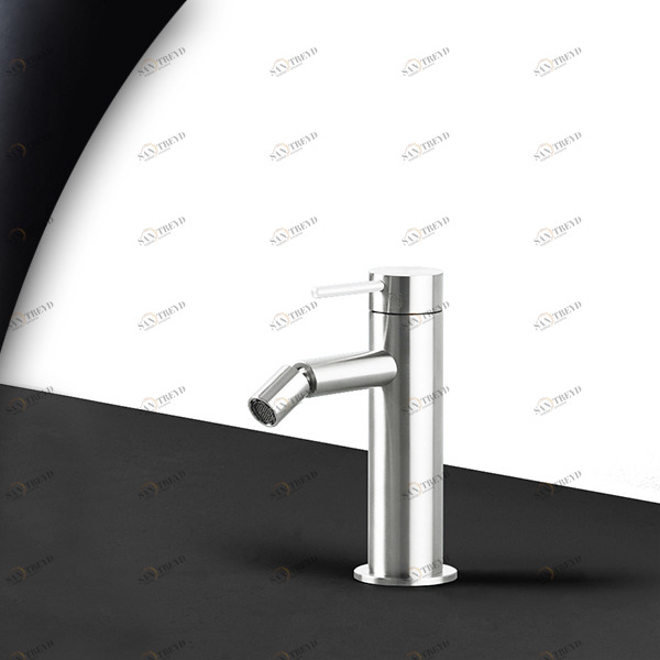 Смеситель для биде сталь глянцевая с белой ручкой Toki Radomonte TKI4LCIL11