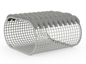 Прямоугольный садовый пуф из алюминия и ткани