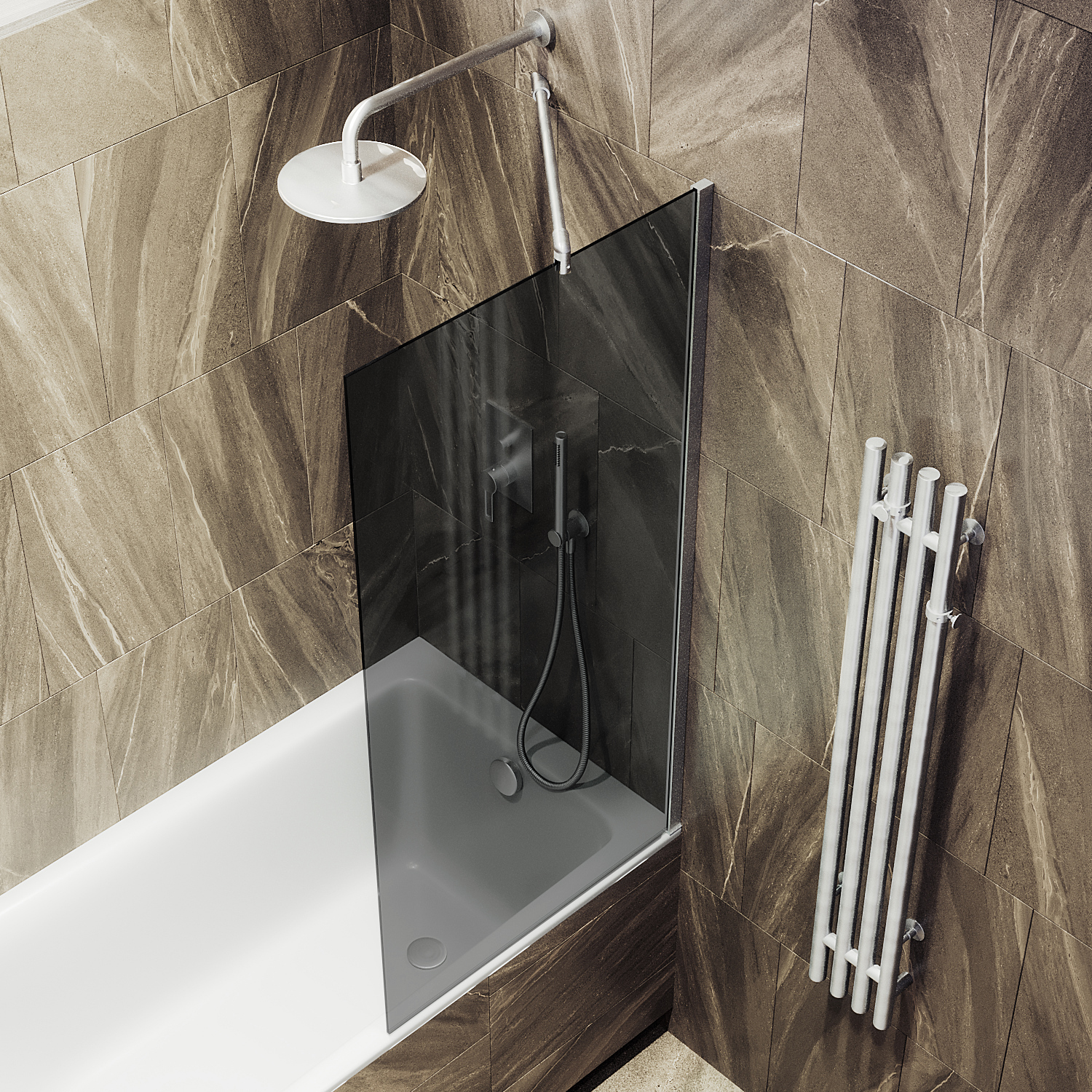 Шторка для ванны в широком профиле ST-80-5ш Public Steel