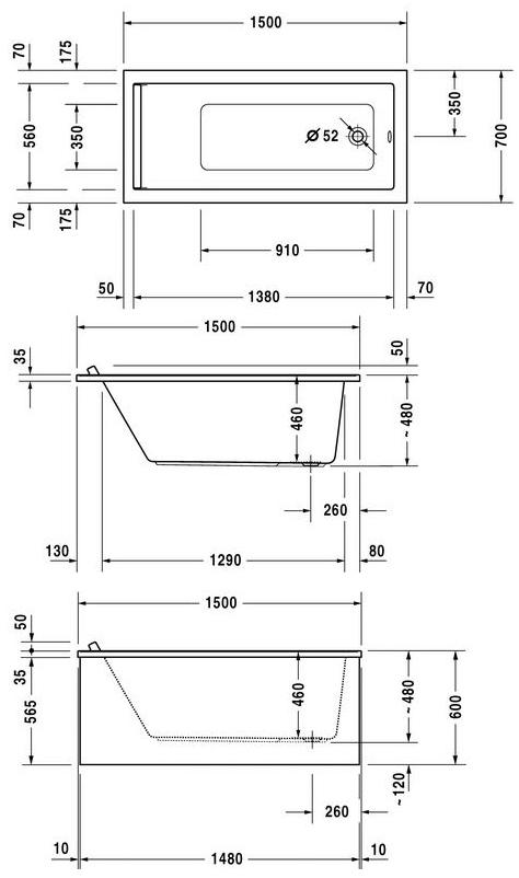 Duravit Прямоугольная акриловая ванна Starck 700331 - Вид №4