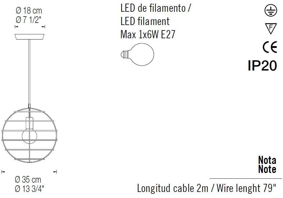 fambuena Подвесной светильник из металла Sphere 6057 - Вид №2