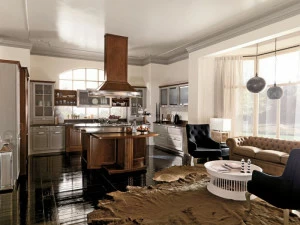 Martini Interiors Кухня из лакированного орехового дерева на заказ с островом Convivio