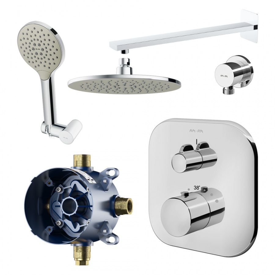 FM005RH00 набор скрытого монтажа на 2 потребителя с термостатом хром шт. AM.PM 