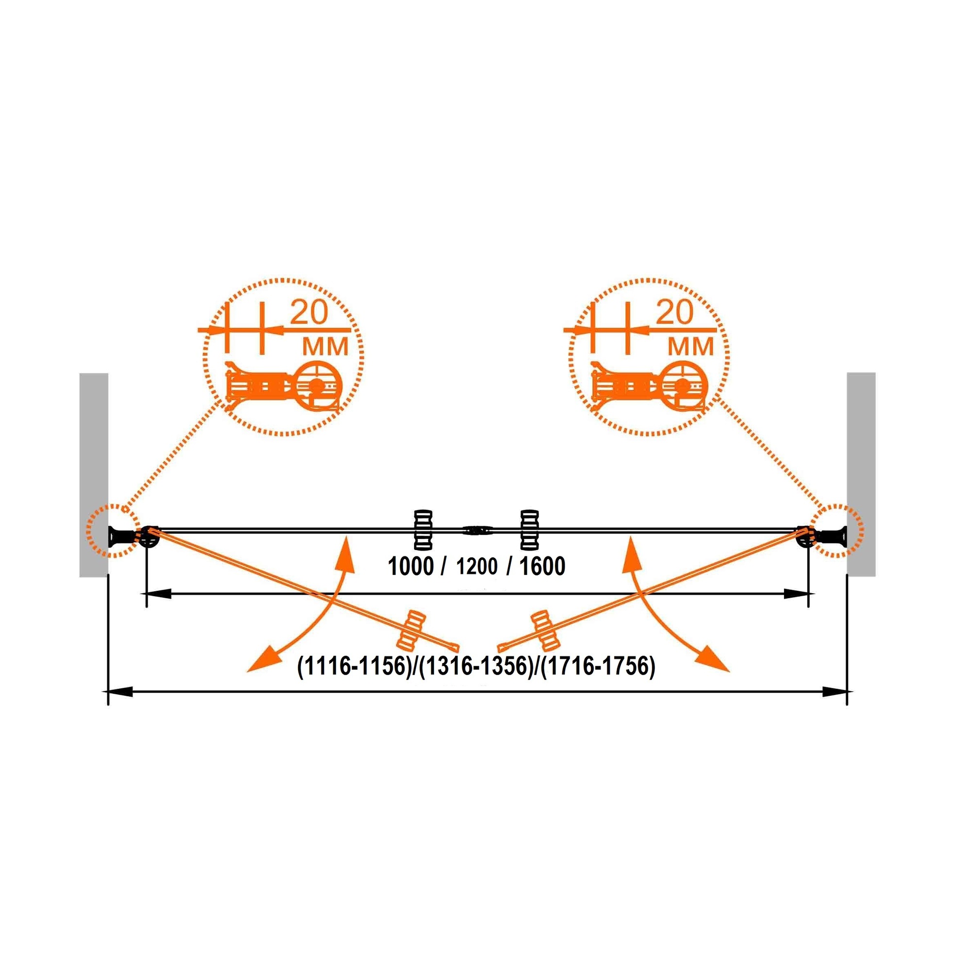 Душевая дверь в нишу CEZARES ROYAL PALACE-A-B-2-115-Pi-Br - Вид №3