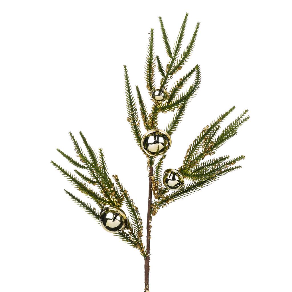 SP 20169 Ветка сосновая с колокольчиками, зеленый с золотом 71 см GOODWILL Santreyd 