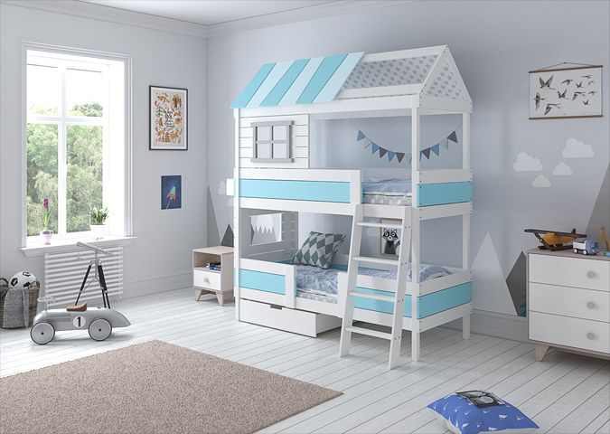 Кровать-чердак Home nord M 80х160 см белая, голубая ELLIPSE ELLIPSE HOME 351794 Белый;голубой Santreyd  - Вид №3