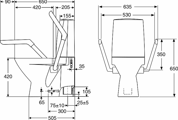 6111200001 IDO Seven D set подлокотник с держателем для туалетной бумаги  - Вид №1