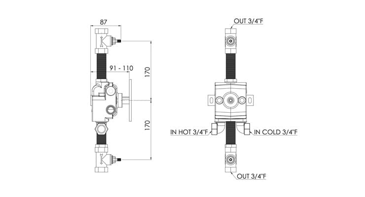 Смеситель для душа с 3 отверстиями rvb 1920-1921 ARCH-00000913 - Вид №1