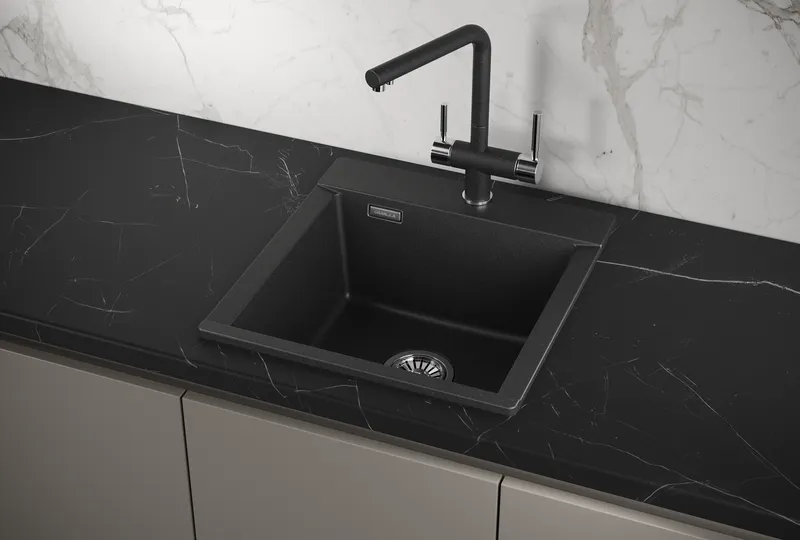 ES-4701, ЧЁРНЫЙ, кухонная мойка, кварц, ESTETICA