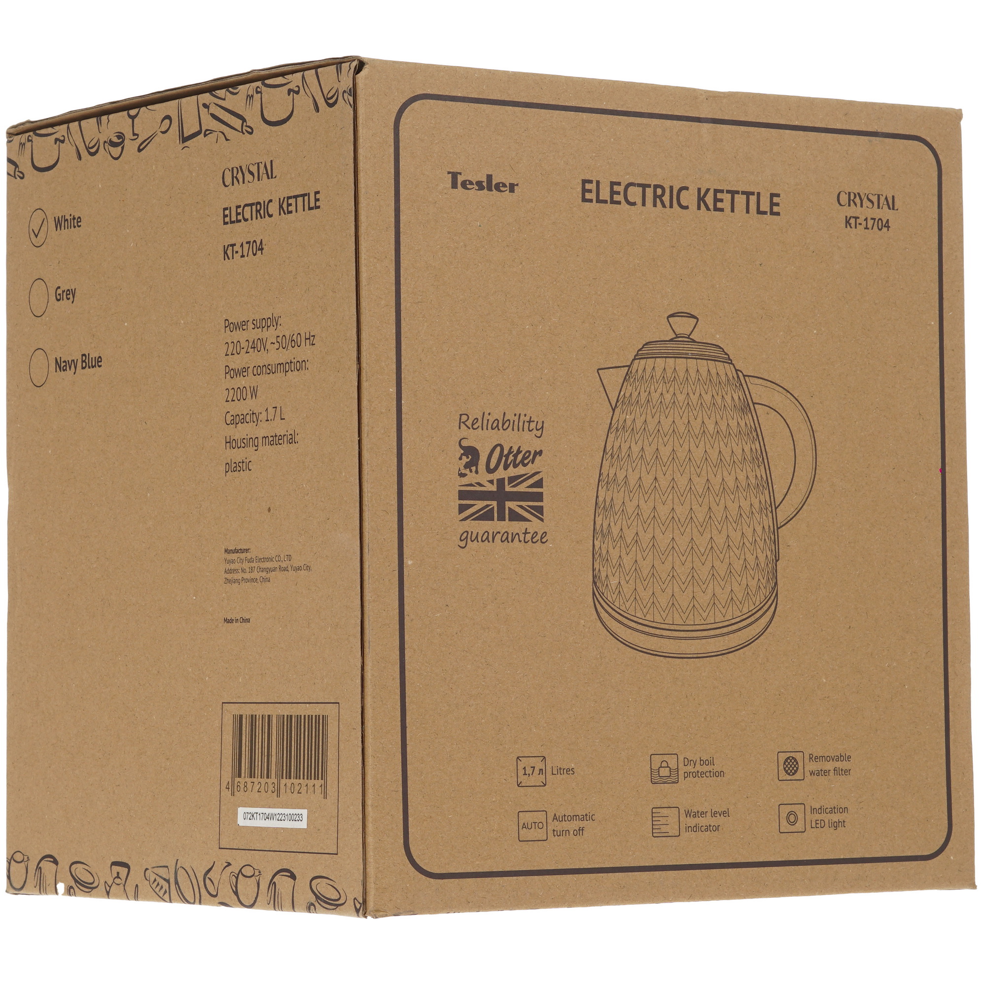 9054313 Электрочайник Tesler KT-1704 белый STDN-0138560 - Вид №6