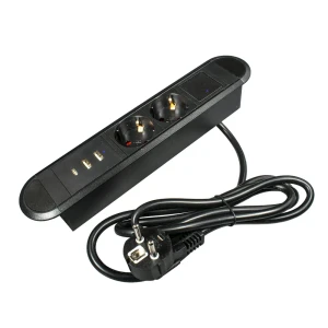 91476435 Розетка двойная встраиваемая Gls Optima 26068 с заземлением 3 USB горизонтальная цвет черный STLM-1412571