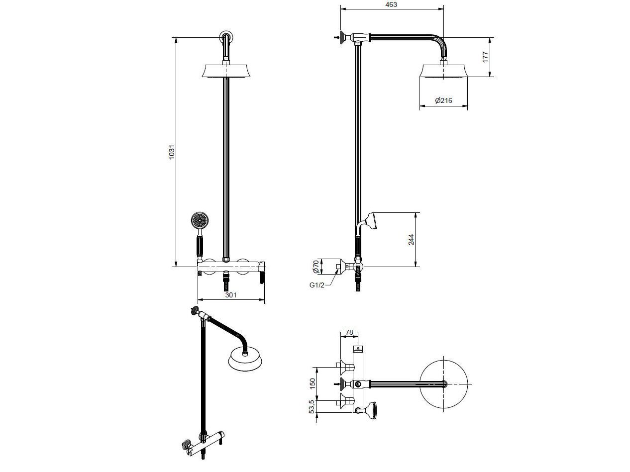 Хромированная латунная душевая колонна Bugnatese Athena ARCH-00096256 - Вид №1