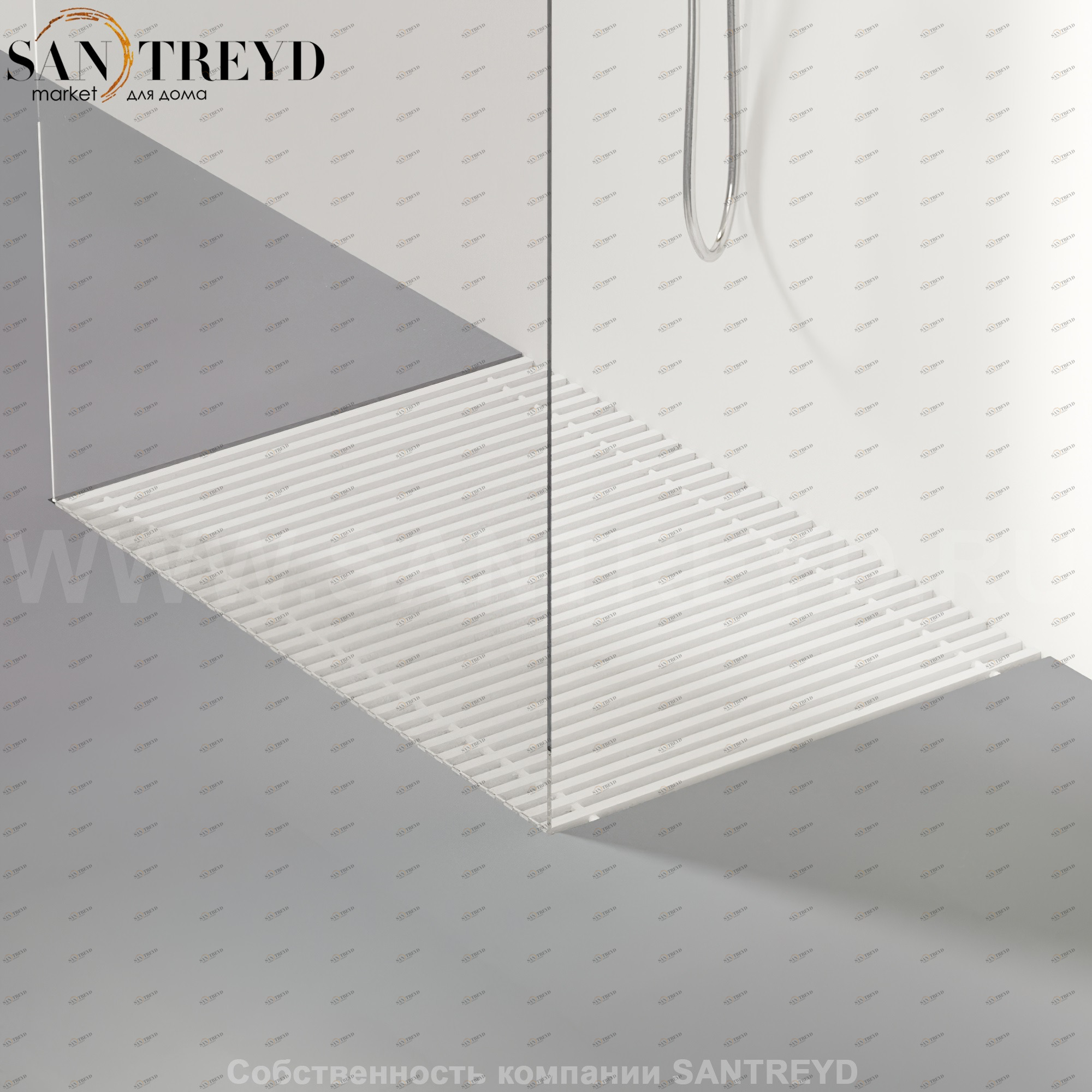 Душевой поддон FLAT D решетчатый белый. Размеры: длина с 160 до 180 см, глубина с 70 до 100 см Agape APED170100160180Z