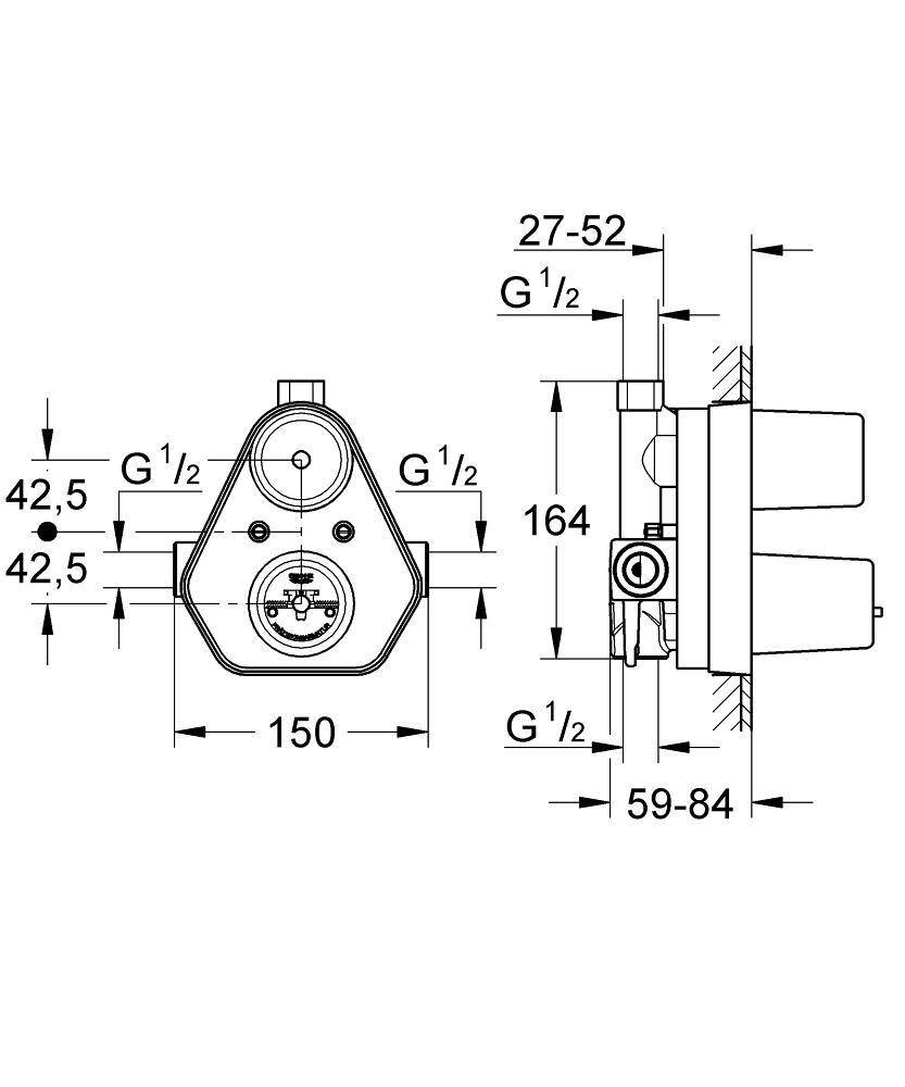 34211000 Встраиваемая часть термостатического смесителя для душа Grohe  - Вид №1
