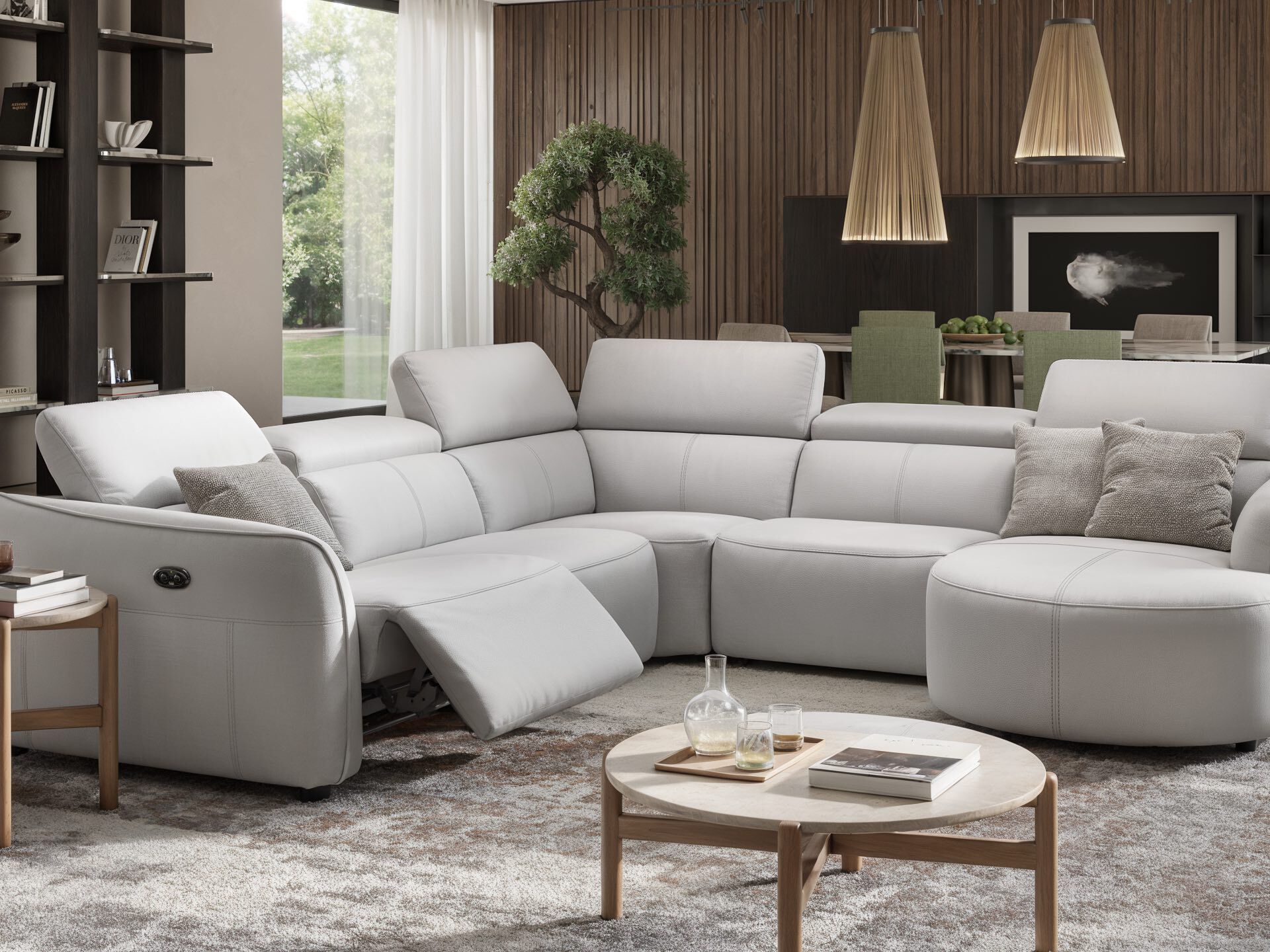 Кожаный угловой диван с полуостровом Sofanella Милаццо ARCH-00021029