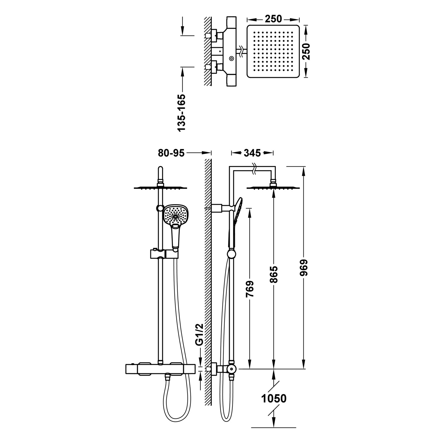 Двухходовой настенный термостатический смеситель для душа TRESMOSTATIC-20019502 TRES Thermostatic - Вид №1