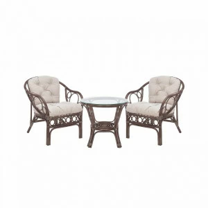 Лаундж зона из ротанга на 2 персоны с подушками кофе Gentoni IMPEX  00-3950004 Бежевый;коричневый