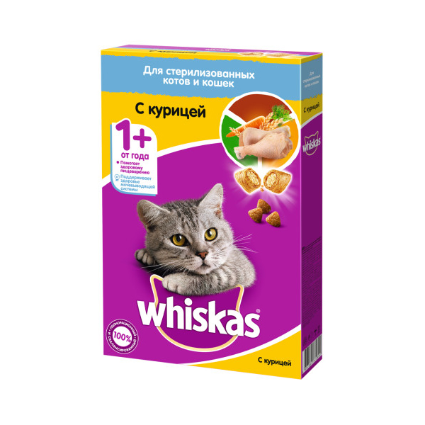 ПР0032998 Корм для кошек для стерилизованных кошек, курица WHISKAS 