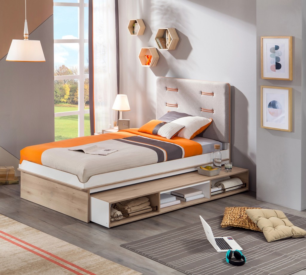 Кровать выдвижная детская с полками 90х190 см белая Dynamic CILEK DYNAMIC 00-3832132 Белый;бежевый Santreyd  - Вид №2