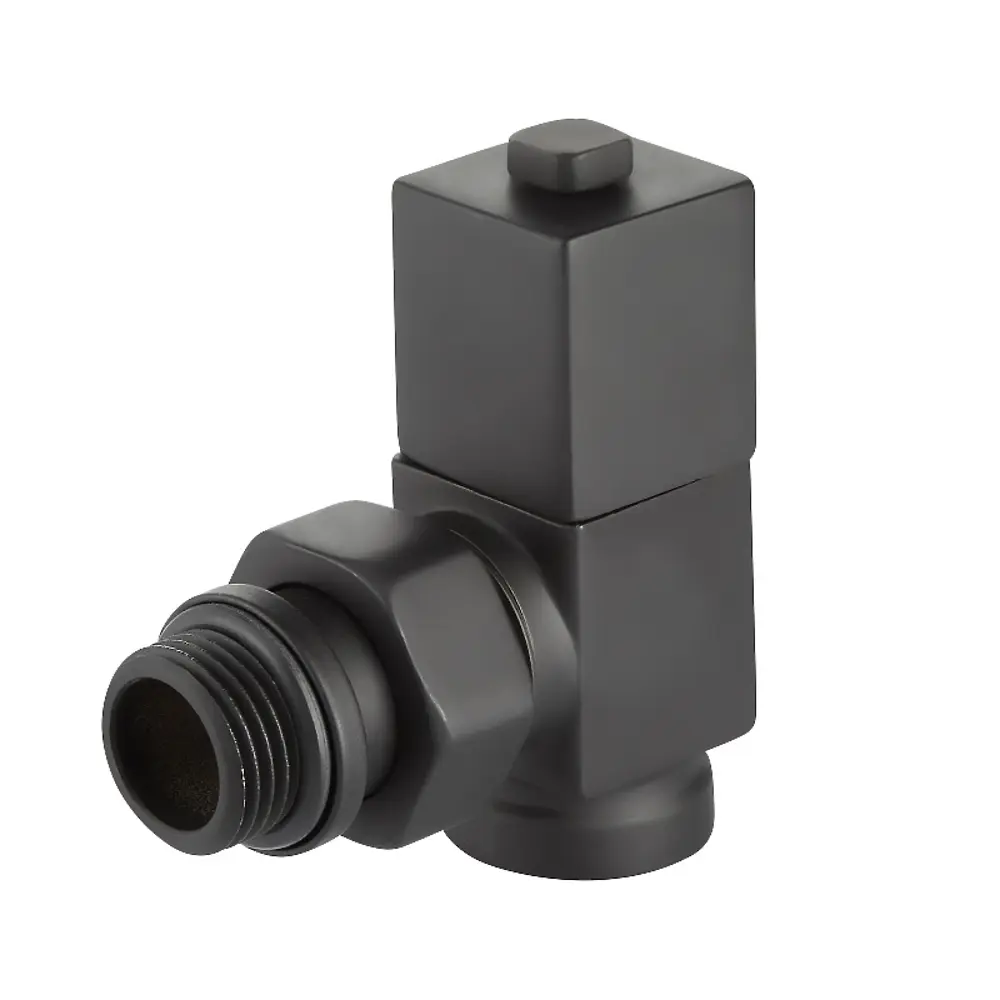 Набор вентилей для радиатора Royal Thermo Cube 1/2" угловой цвет черный STLM-2149779 - Вид №1