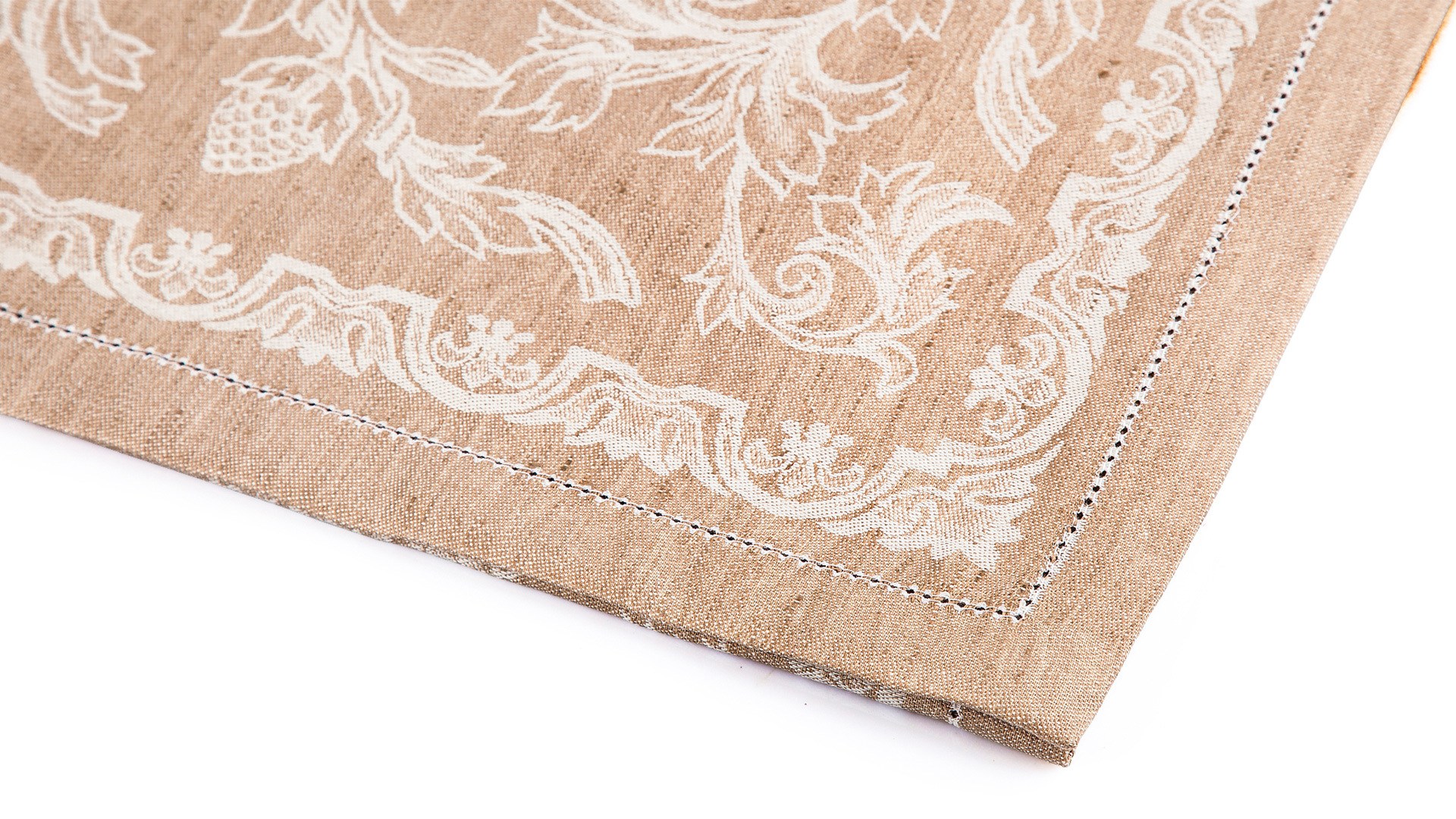 10601032 Яковлевский жаккард Скатерть прямоугольная Яковлевский Жаккард Французский Мотив 150х220см бежевая, полулен Ткань  - Вид №2