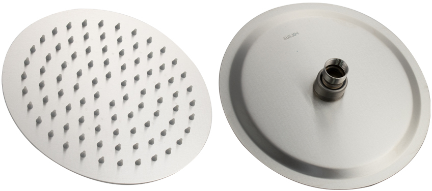 GFmark - Лейка большая, тропический душ, круглая - ПЛОСКАЯ, АНТИВАНДАЛЬНАЯ, из нержавеющей стали марки SUS 304, 200 мм, код: 6047