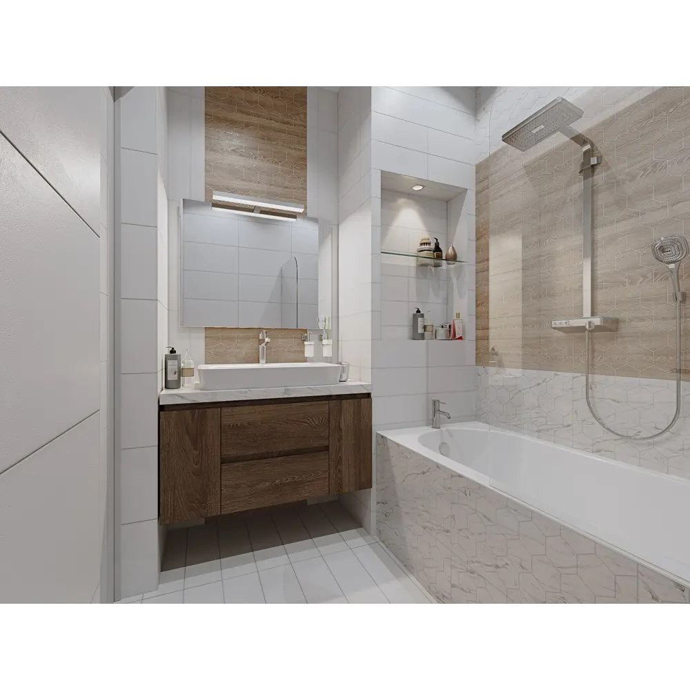 Керамогранит Belani Tone 59.7x14.8 см 1.325 м² цвет белый матовый STLM-2059982 - Вид №5