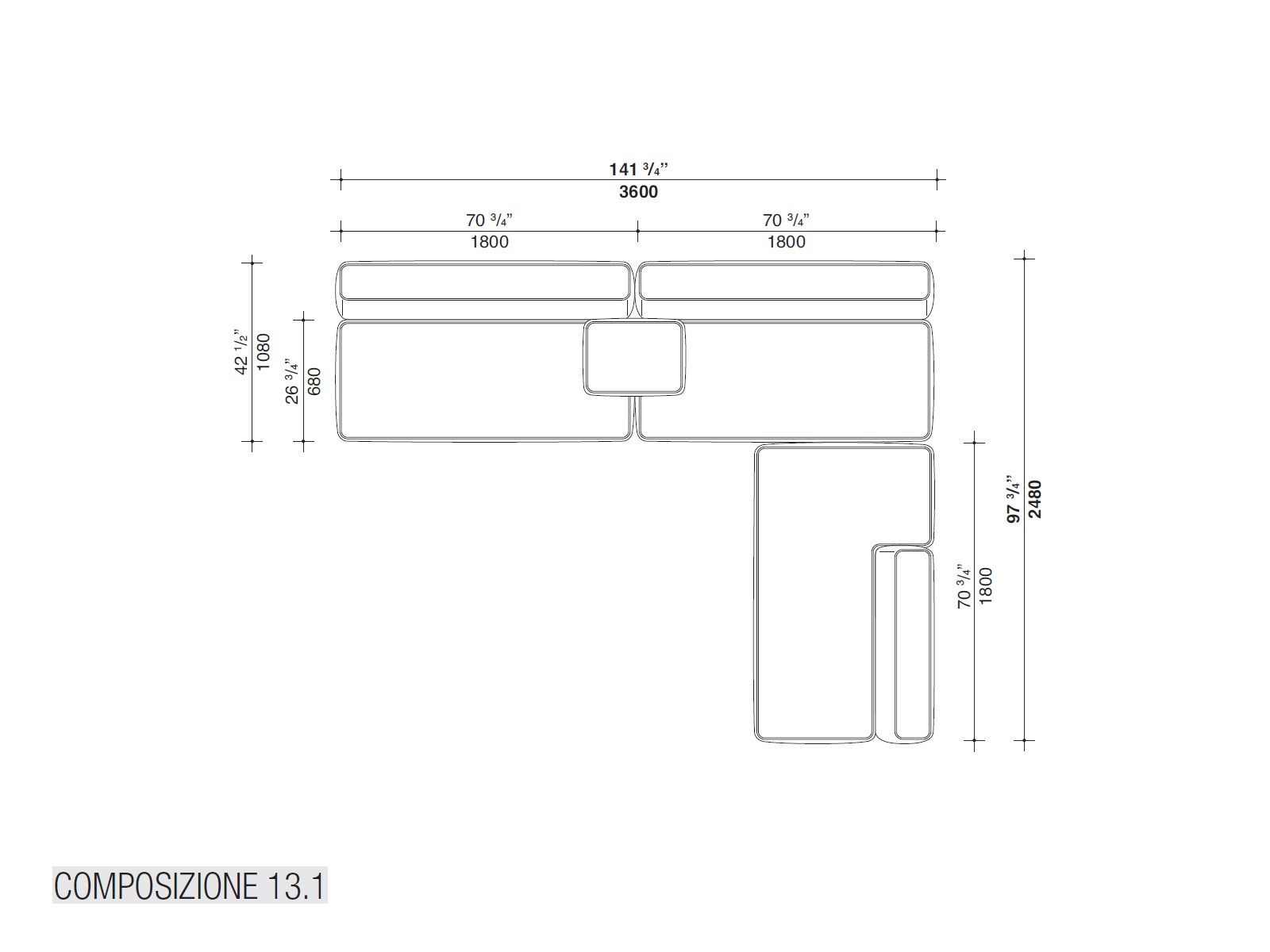 Секционный диван из ткани Lema CLOUD ARCH-00034290 - Вид №31