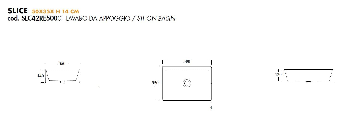 Керамическая столешница прямоугольная раковина Olympia Ceramica SLICE ARCH-00078470 - Вид №6