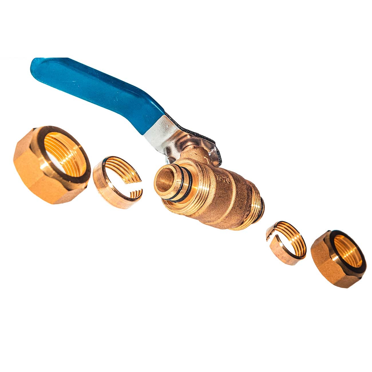 21402 Кран шаровой 16-20мм для металлопластиковых труб прямой, латунь, ручка LAB.Space  - Вид №6