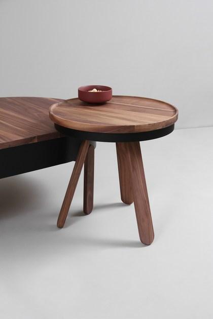 Woodendot Круглый журнальный столик из орехового дерева с подносом sun-id-1386148 - Вид №4