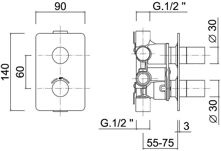Rubinetteria Giulini Смеситель для душа встраиваемый термостатический с тарелкой Ego F8277 - Вид №1