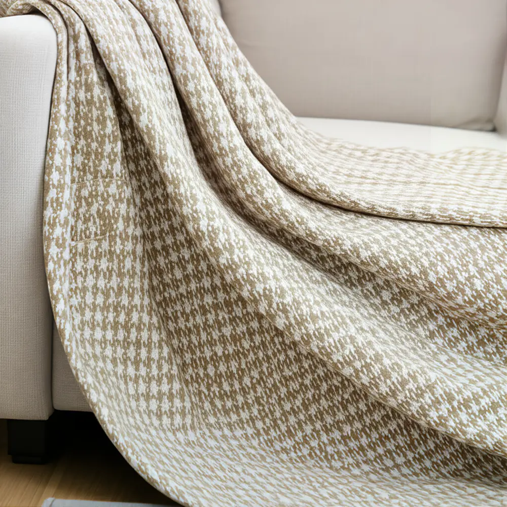 Плед Марокко бежевый с вензельным узором 140x200 см 89426307 Santreyd STLM-1584645 - Вид №3