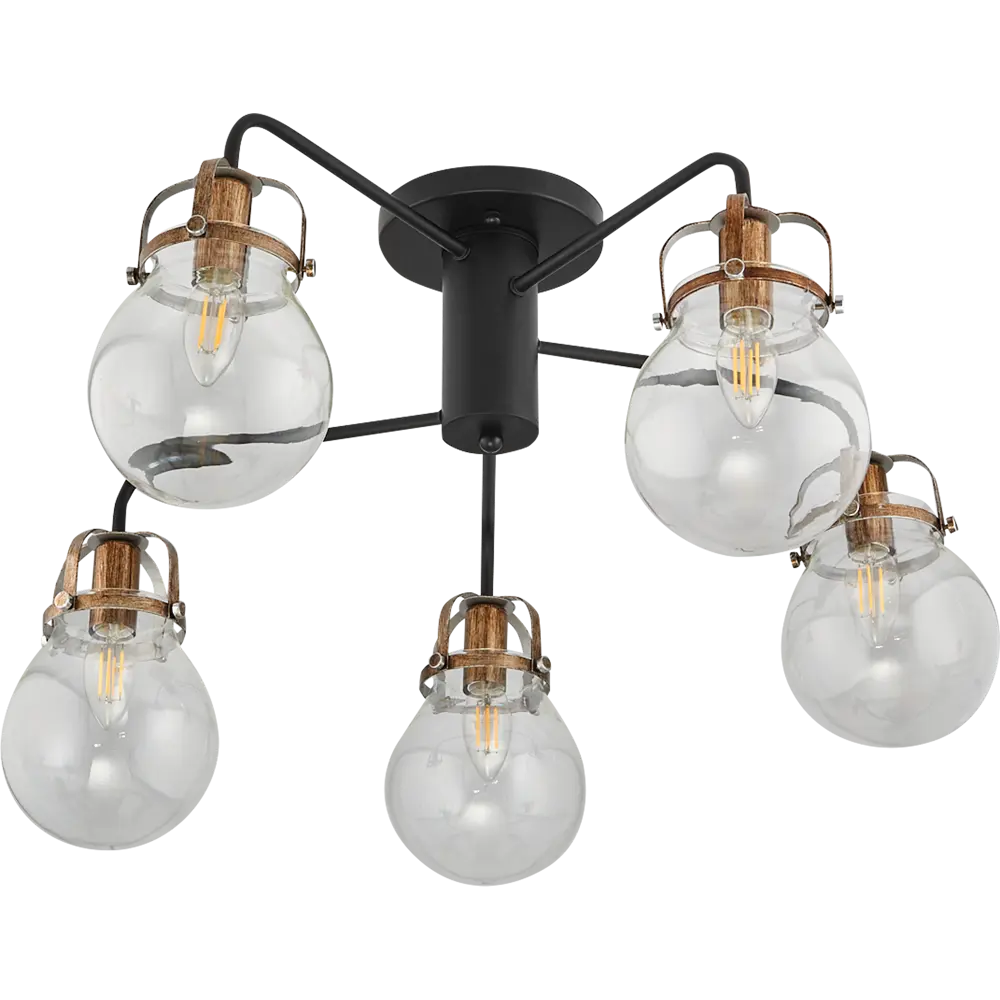 Люстра потолочная JLIGHT REARM 5 лампы 20 м², цвет черный/никель 84534231 STLM-2108658 